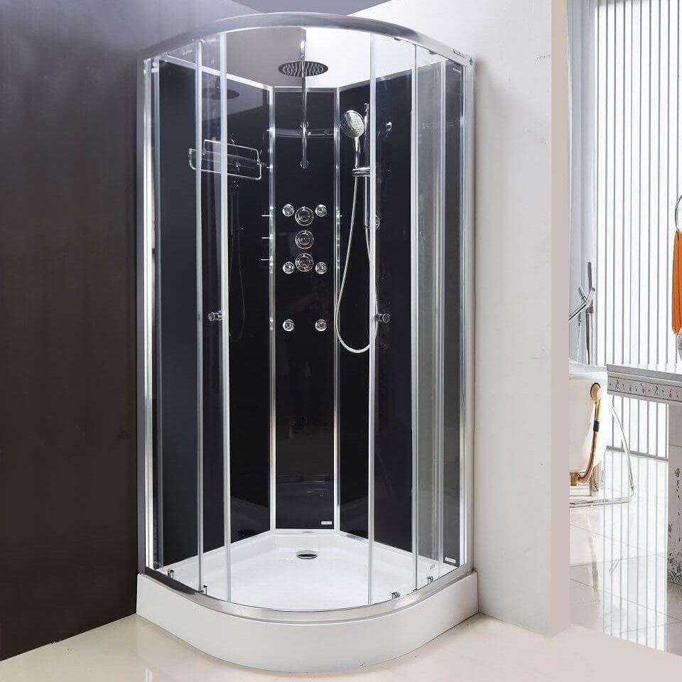 An image of Lisna Waters Olympia Black 900 X 900Mm Hydro Massage Shower Cabin Lw15