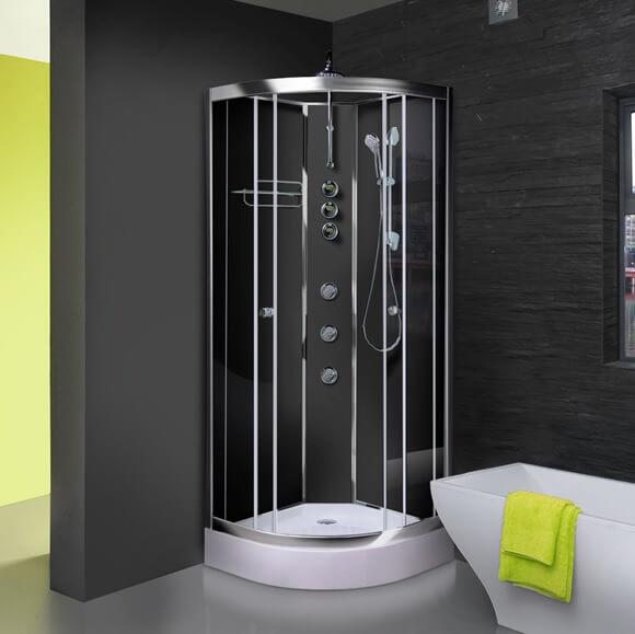 An image of Opus Ilock 1000 Hydro Shower Cabin 1000Mm X 1000Mm Carbon Black Glass Cabinet - ...