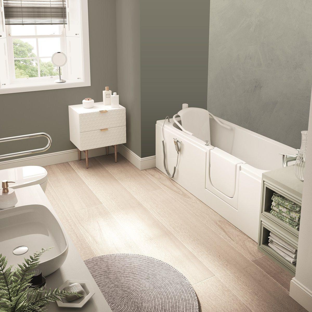 An image of Aventis Right Hand Powered Walk In Bath With Lift 1690Mm X 690Mm