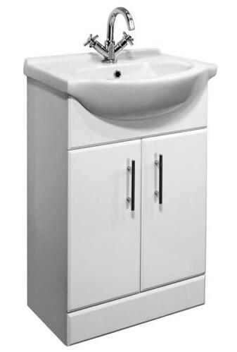 An image of Nuie Delaware White Vanity Unit With Basin W550 X D300Mm - Vty550