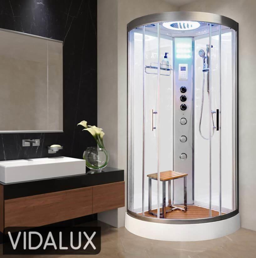 An image of Vidalux Hydro Plus 1000Mm X 1000Mm White Quadrant Hydro Shower Cubicle Cabin