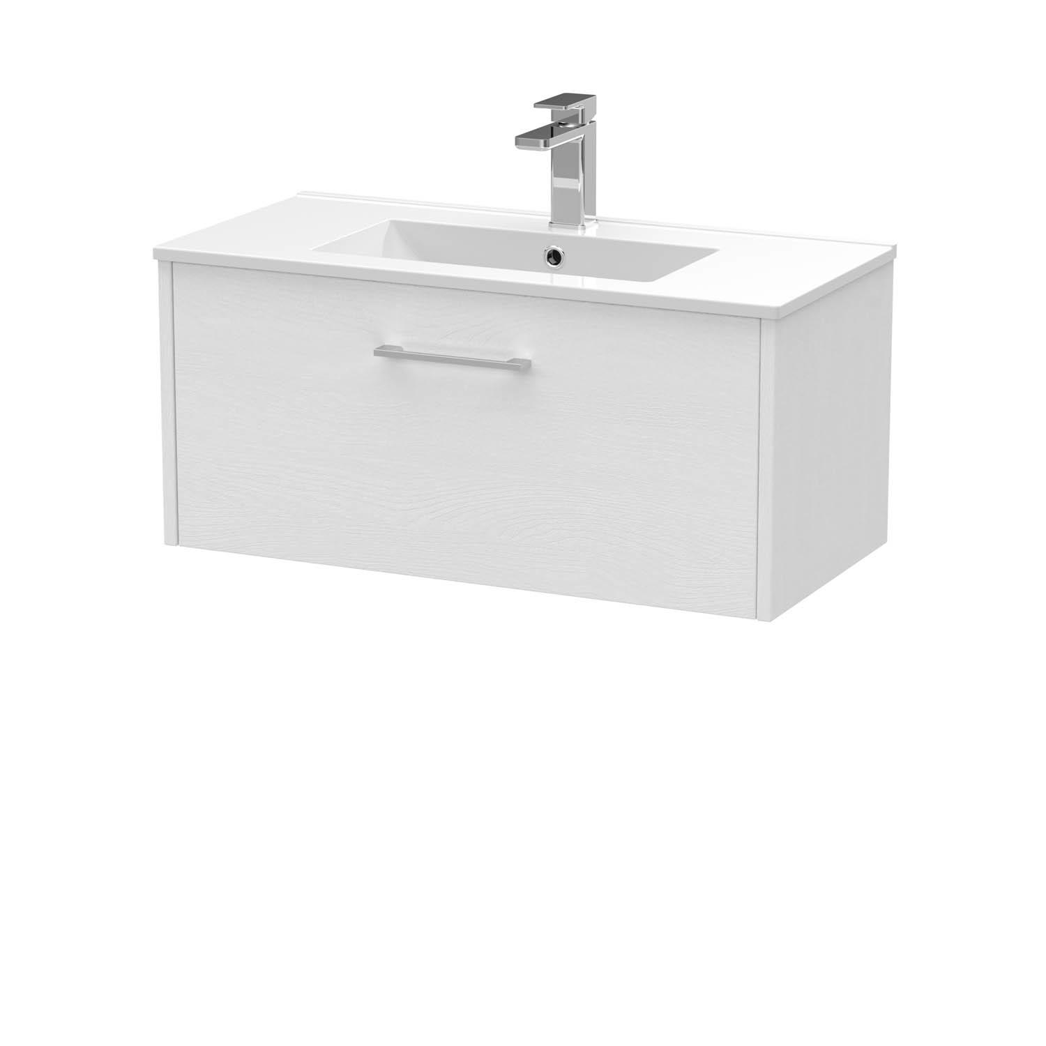 Hudson Reed Juno White 800mm Wall Hung Single Drawer Vanity & Basin 2