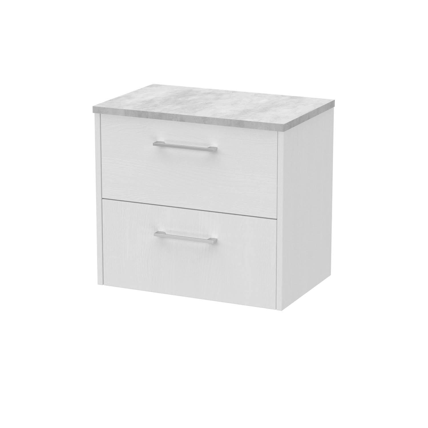 Hudson Reed Juno White 600mm Wall Hung 2-Drawer Vanity Unit & Laminate ...