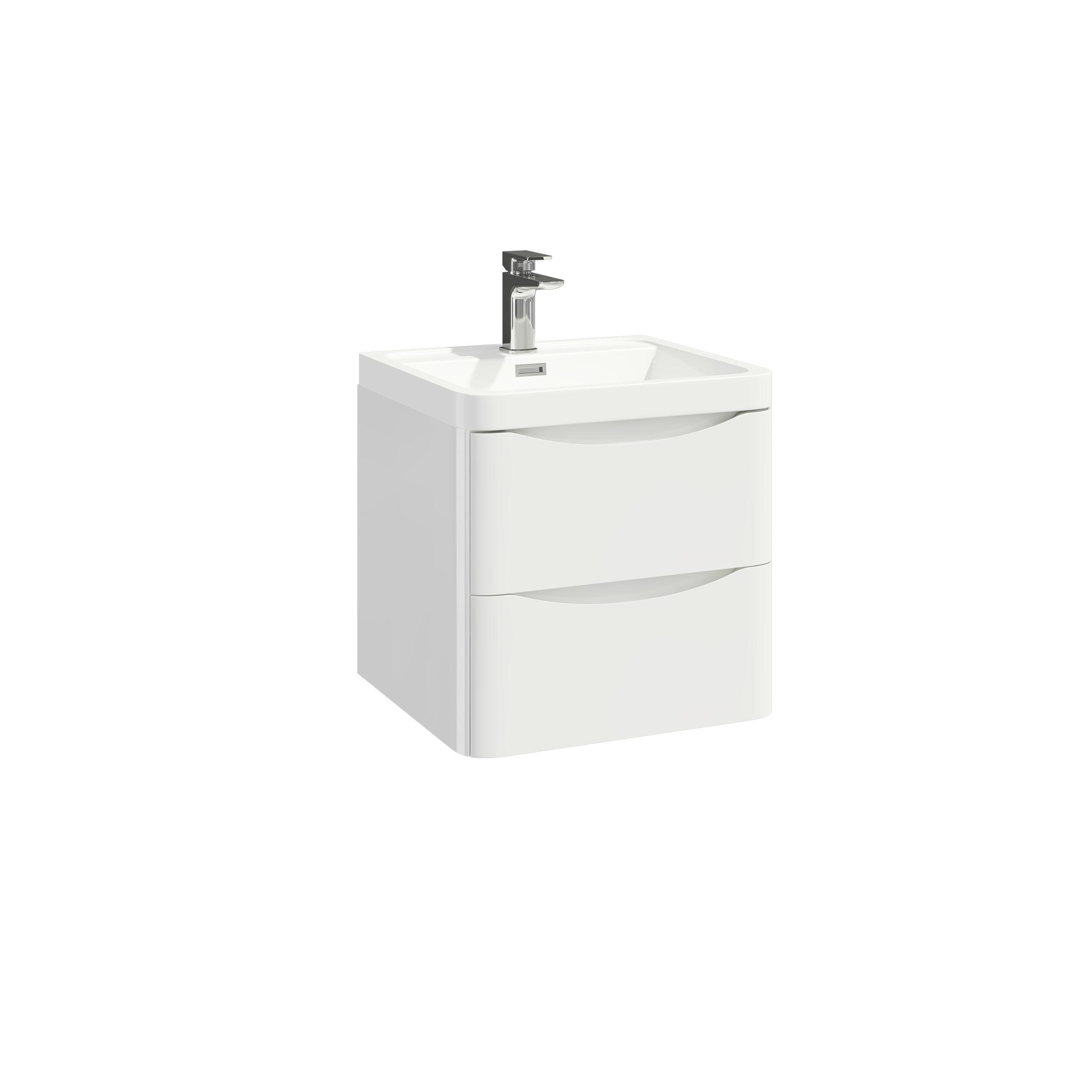 An image of Casa Bano Contour 500 Wall Cabinet With Basin Or Counter Top - High Gloss White