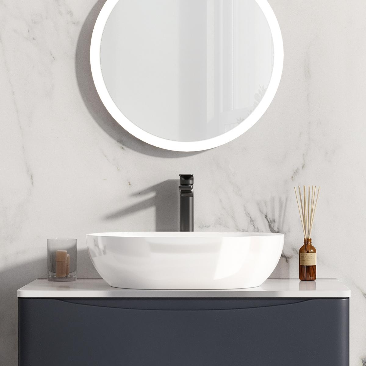 Contour 900 Floor Cabinet With Basin - High Gloss White