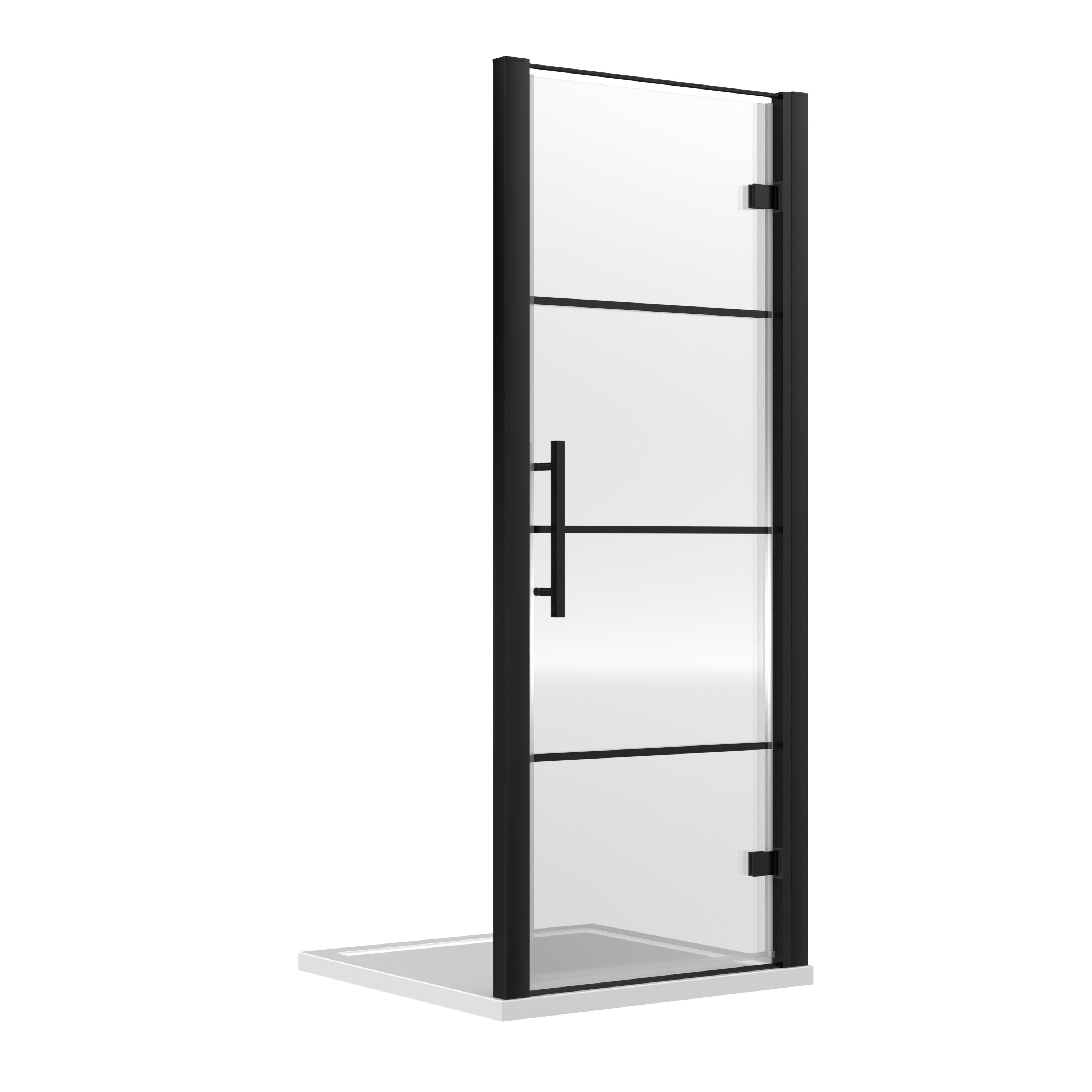 Hudson Reed Contemporary 900mm Matt Black Hinged Shower Door ADHD90-E8