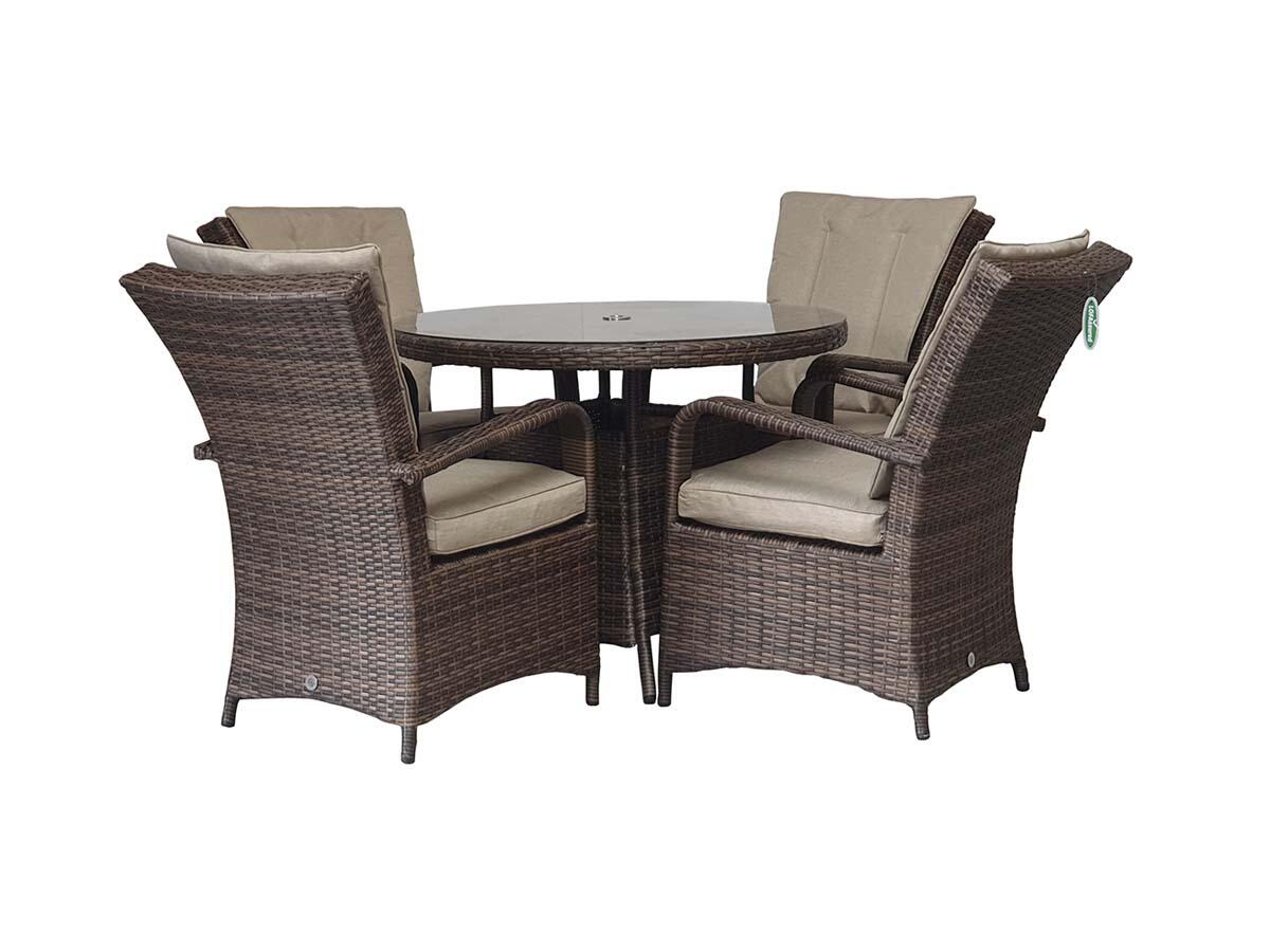 An image of Signature Weave Florence 4 Seat Round In Brown Garden Furniture