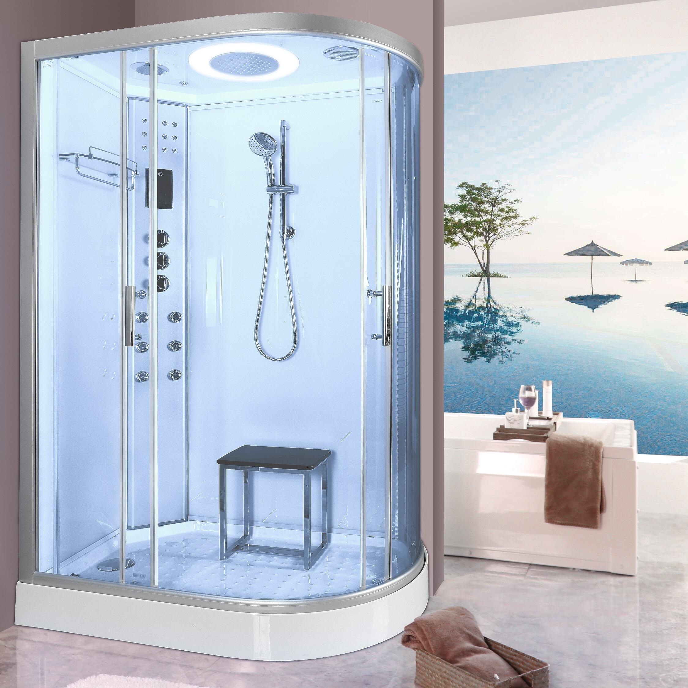 An image of Lisna Waters Lw18 Ex Display 1200 X 800 Steam Shower Cabin Left Handed White Off...