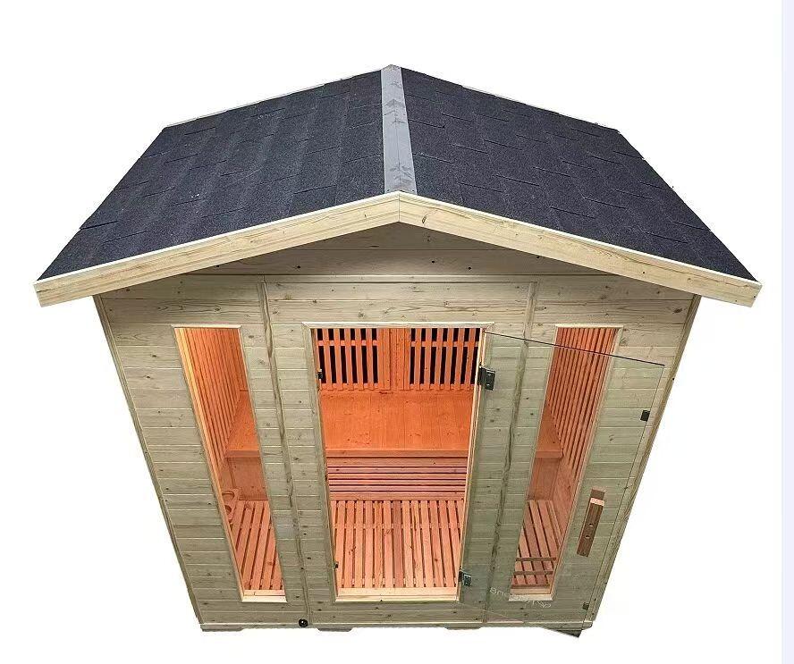 An image of Lisna Waters Aria Deluxe 3 Person Outdoor Garden Infrared Sauna 1200Mm X 1050Mm