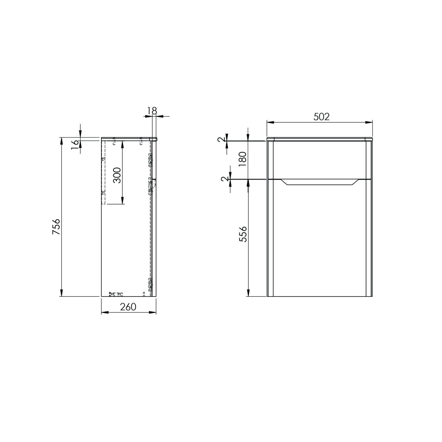 Scudo Ella blue melamine floorstanding WC unit, 502mm wide