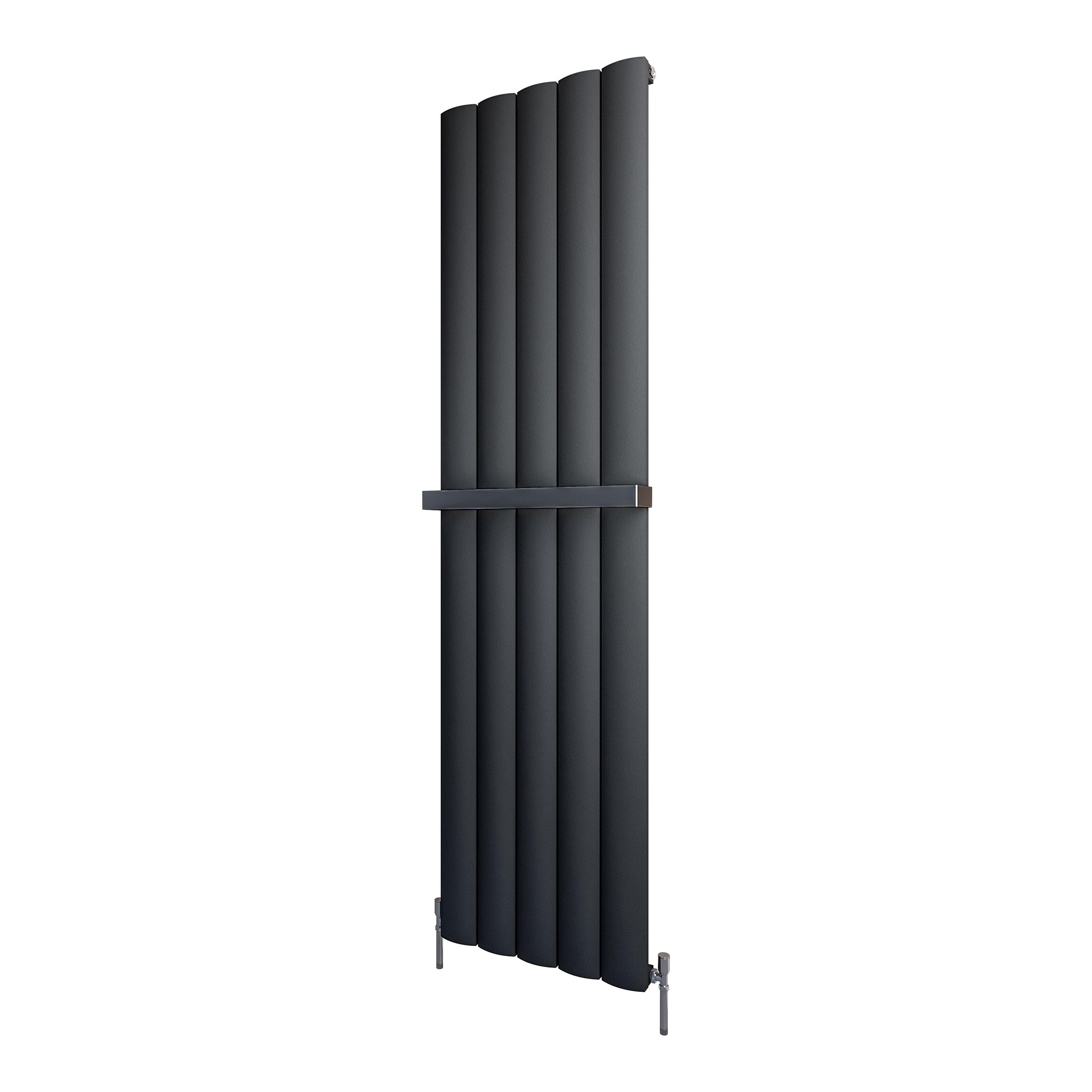 Scudo Korali vertical towel warmer in anthracite aluminum finish, 1800mm height, textured surface