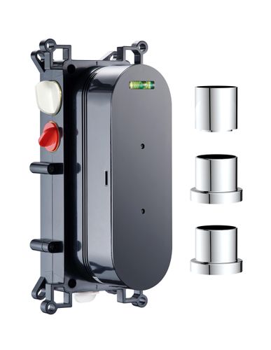 Scudo concealed shower valve body with 3 outlets, chrome finish, stainless steel