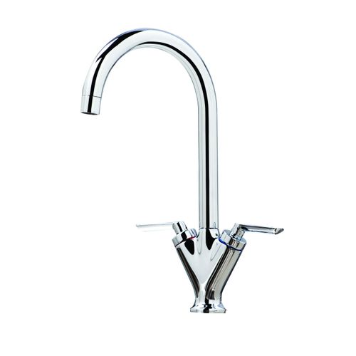 Scudo Olicana 1 Tap Hole Manual Mixer Kitchen Tap in Chrome Brass with swivel spout