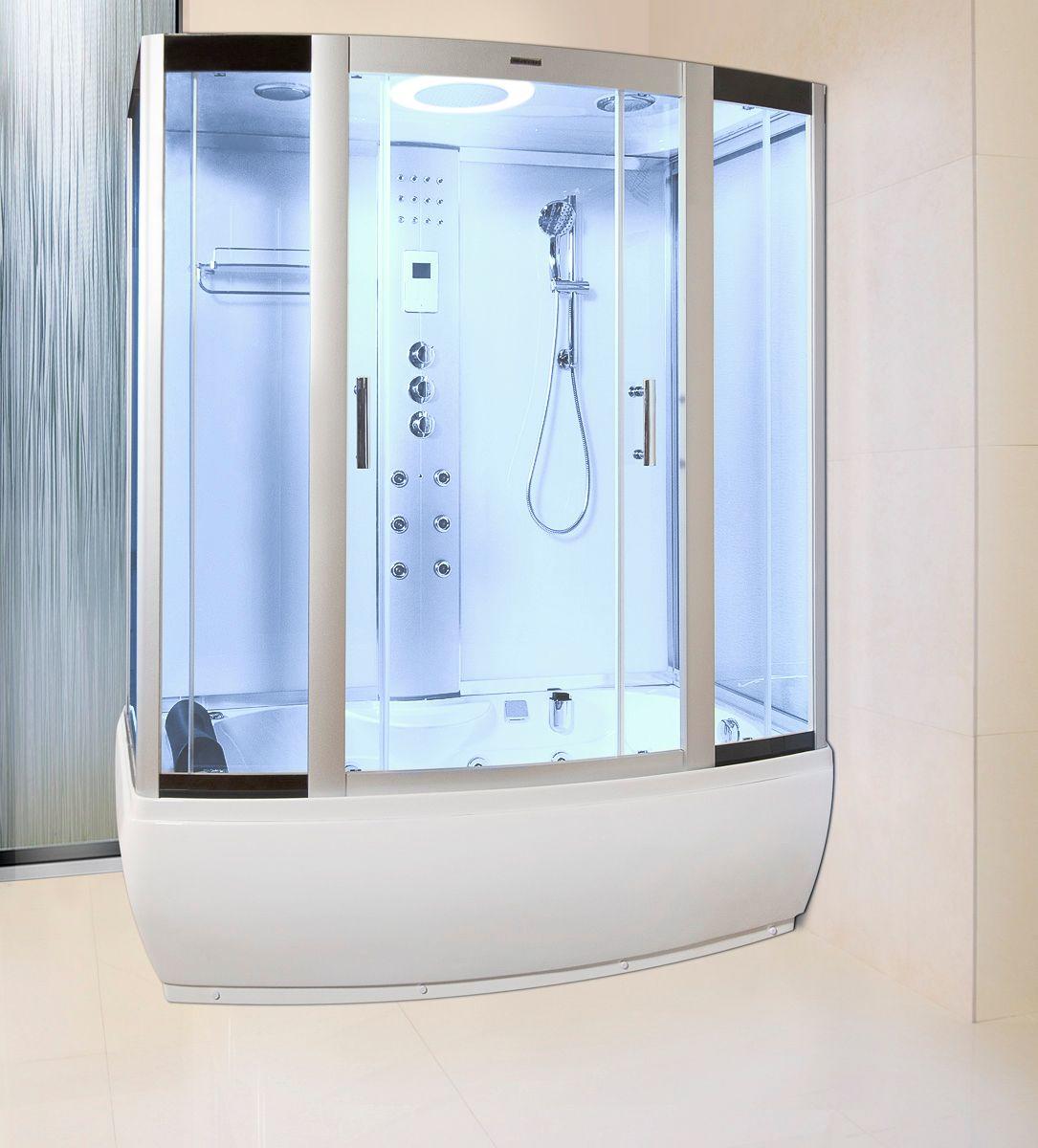 Lisna Waters LWW3 1700mm x 900mm Steam Shower Cabin Whirlpool and Airspa  Bath - White