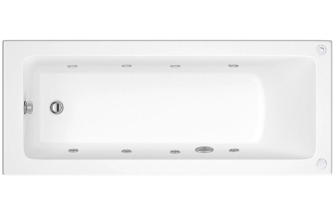 An image of Lisna Waters Florence 1600Mm X 700Mm Single Ended Whirlpool Bath 8 Jet Encore Sy...