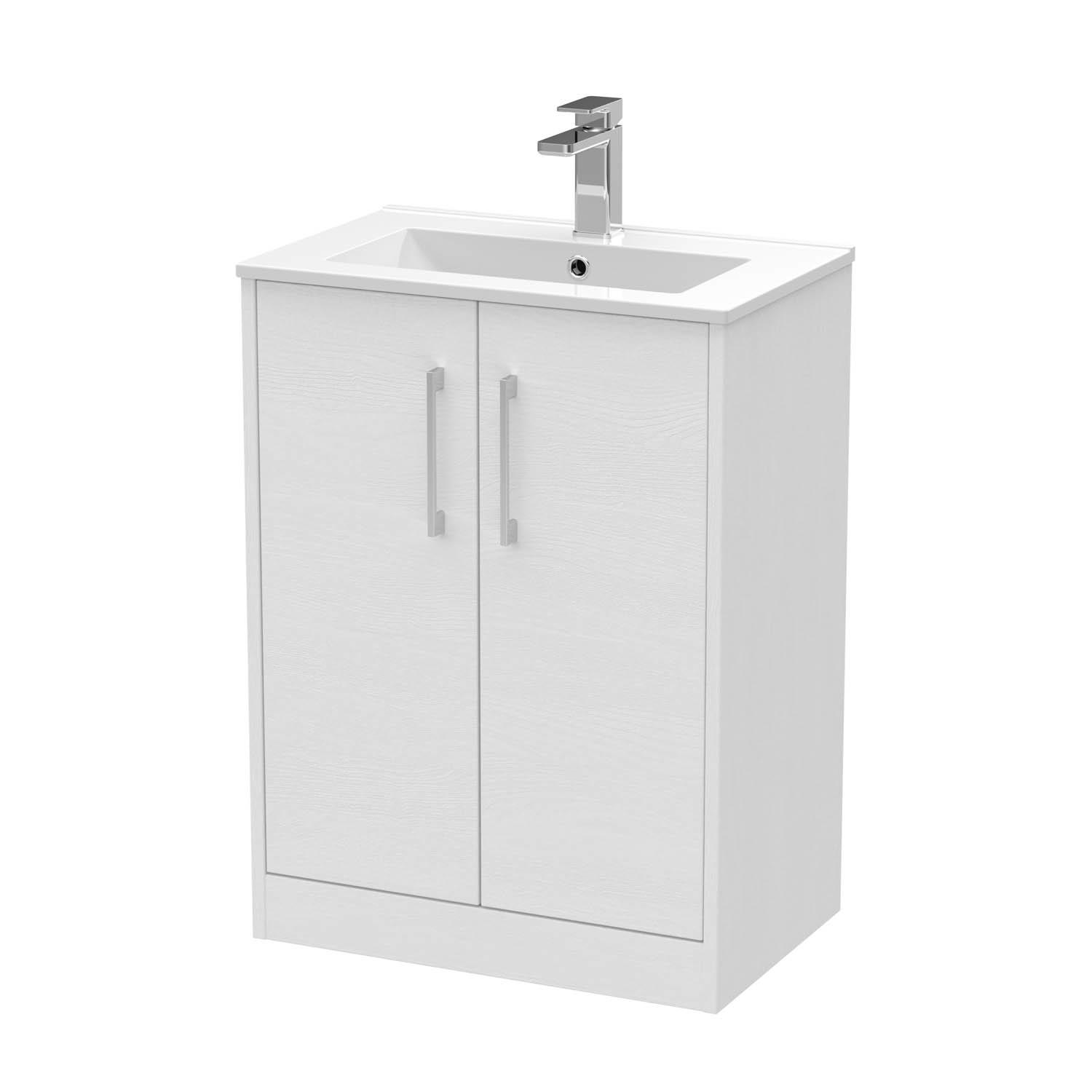Hudson Reed Juno White 600mm Floor Standing 2Door Vanity & Basin 2