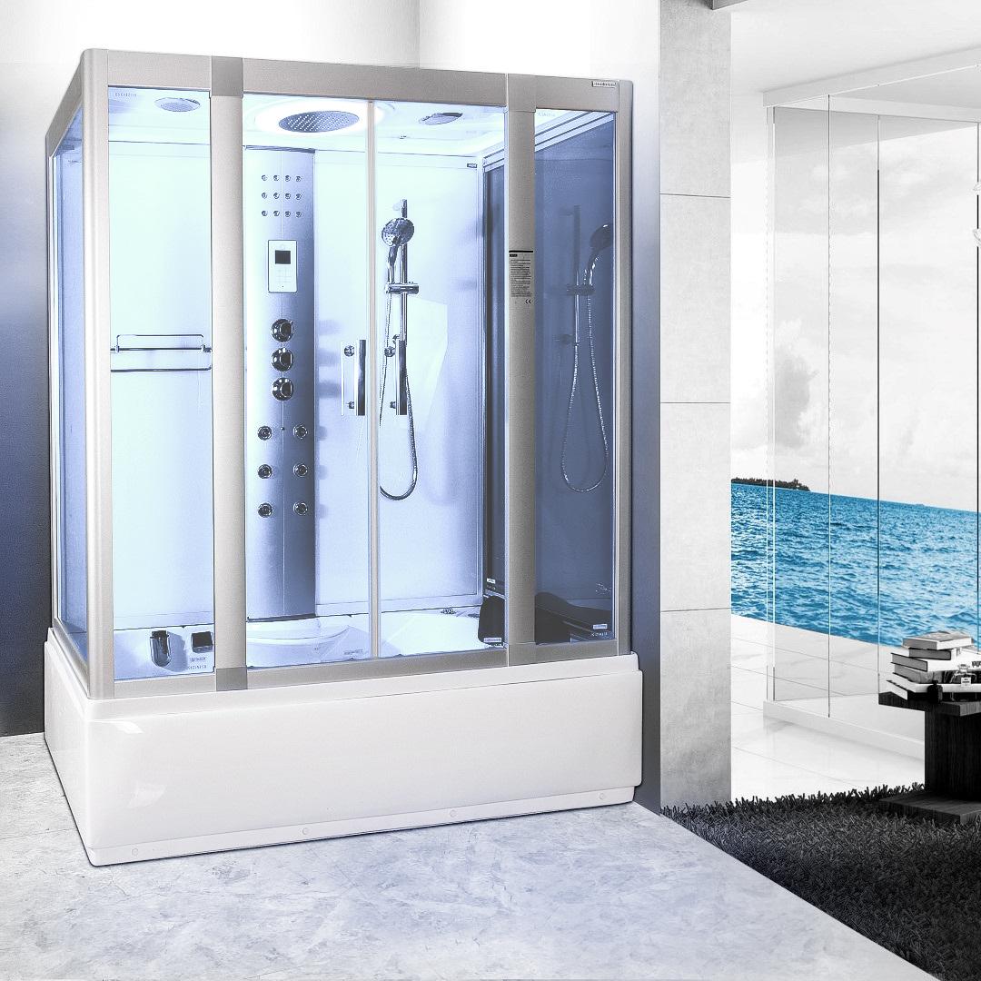 An image of Lisna Waters 1600Mm X 850Mm Whirlpool Steam Shower Bath Airspa- Lww5 Cabin