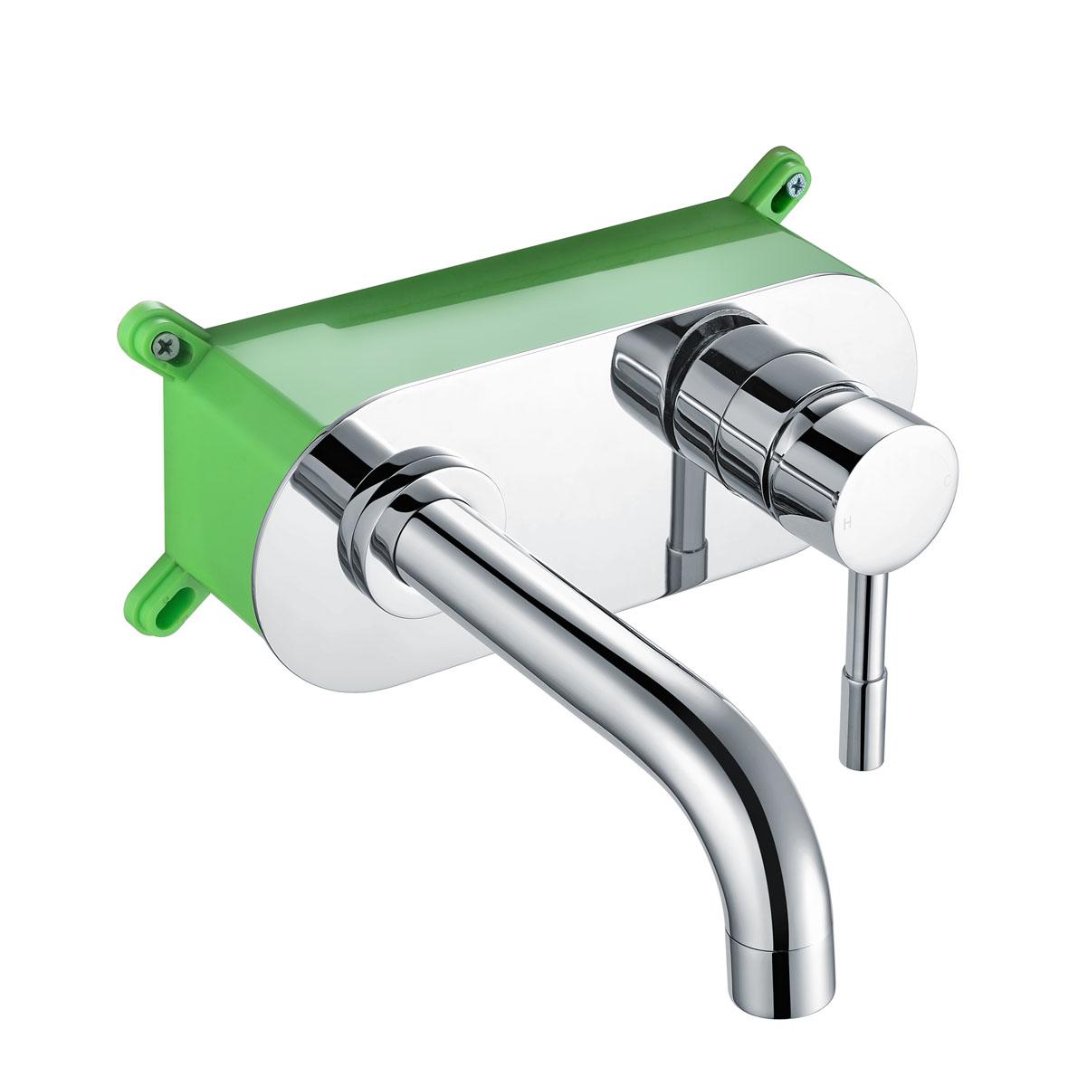 An image of Zico 2-Hole Single Lever Basin Mixer Tap With Ez Box Wall Mounted - Chrome