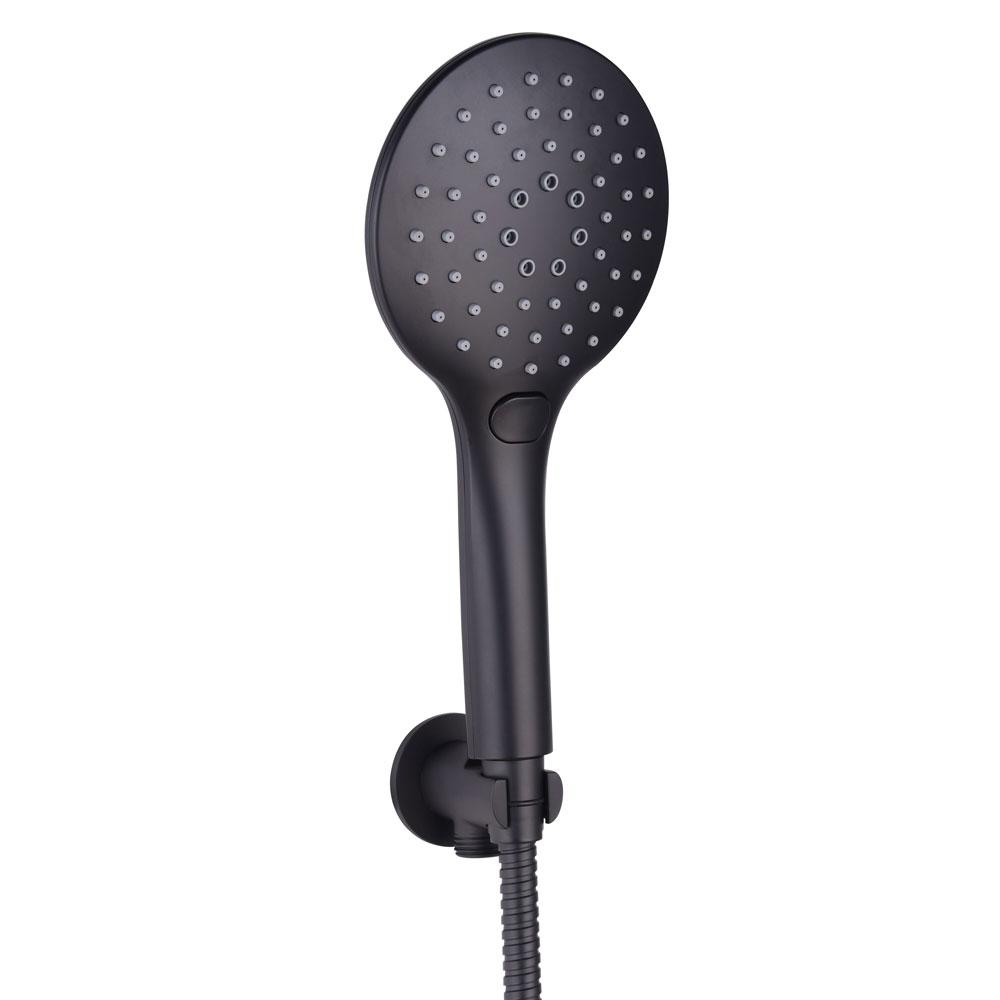 An image of Trinity Orca Black Round Handset With Hose And Wall Outlet