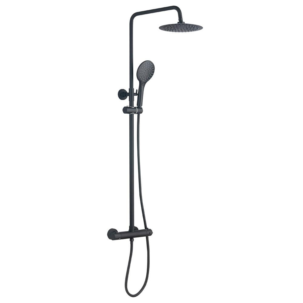 An image of Trinity Orca Premium Round Black Thermostatic Exposed Shower Kit