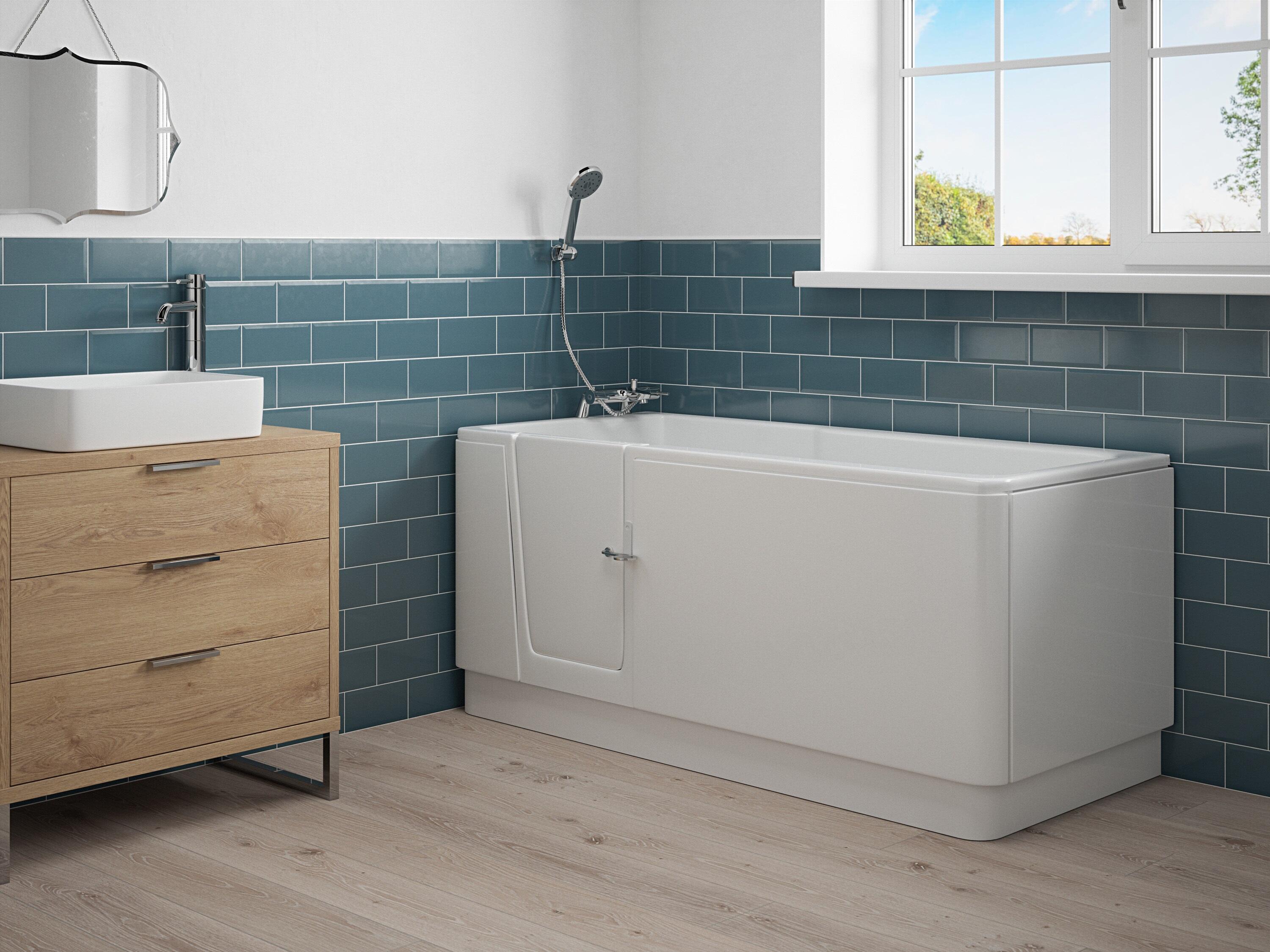 An image of Walk In Bath Lisna Waters Bermuda Left Hand Full Length Walk In Bath 1685Mm X 75...
