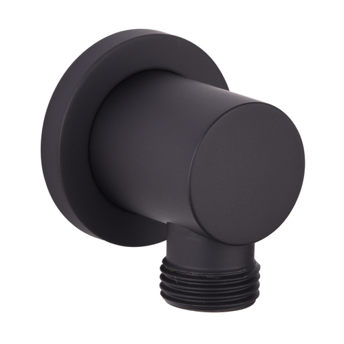 An image of Trinity Orca Matt Black Round Wall Outlet Elbow