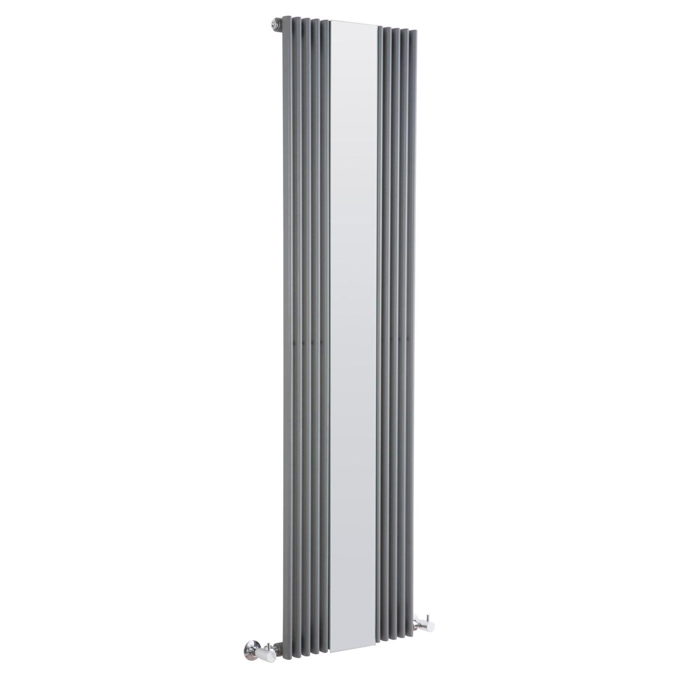 An image of Lisna Waters Valencia Mirror Anthracite 1800Mm X 499Mm Vertical Mirror Radiator