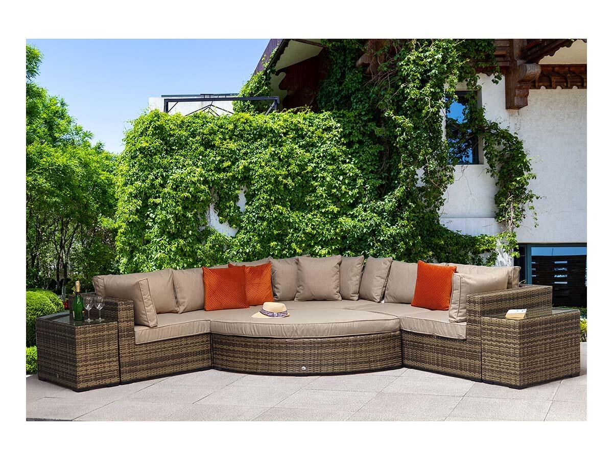An image of Signature Weave Jessica Large Corner Mixed Brown Garden Furniture