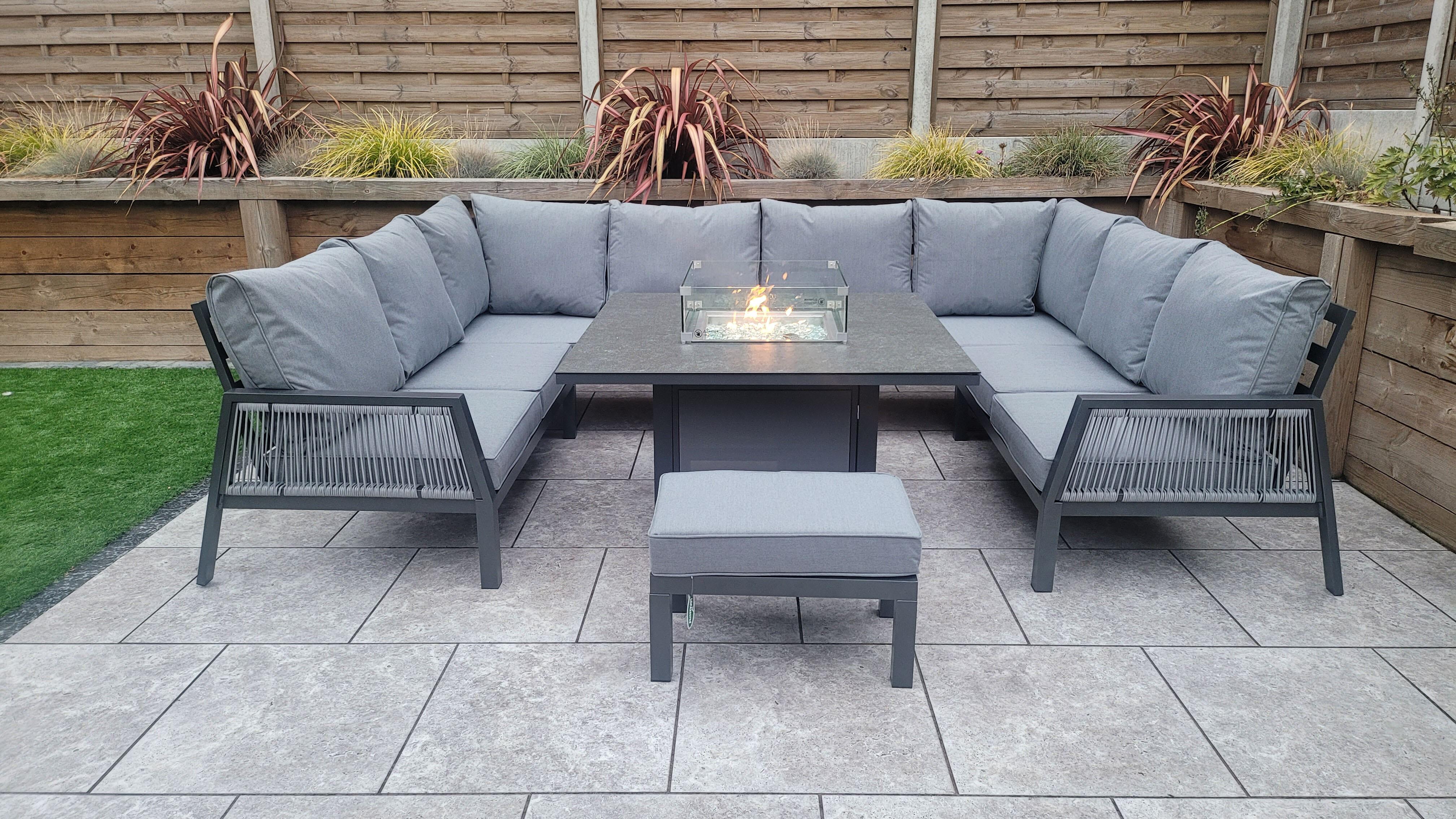 An image of Signature Weave Bettina U Shape With Gas Fire Pit Garden Furniture