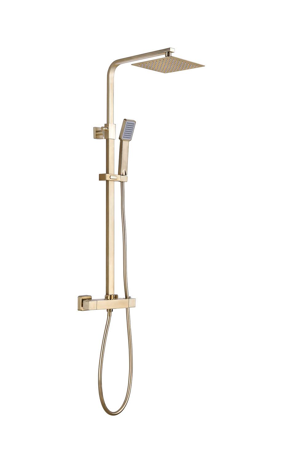 An image of Plumb Essentials Square Shower Kit - Brushed Brass