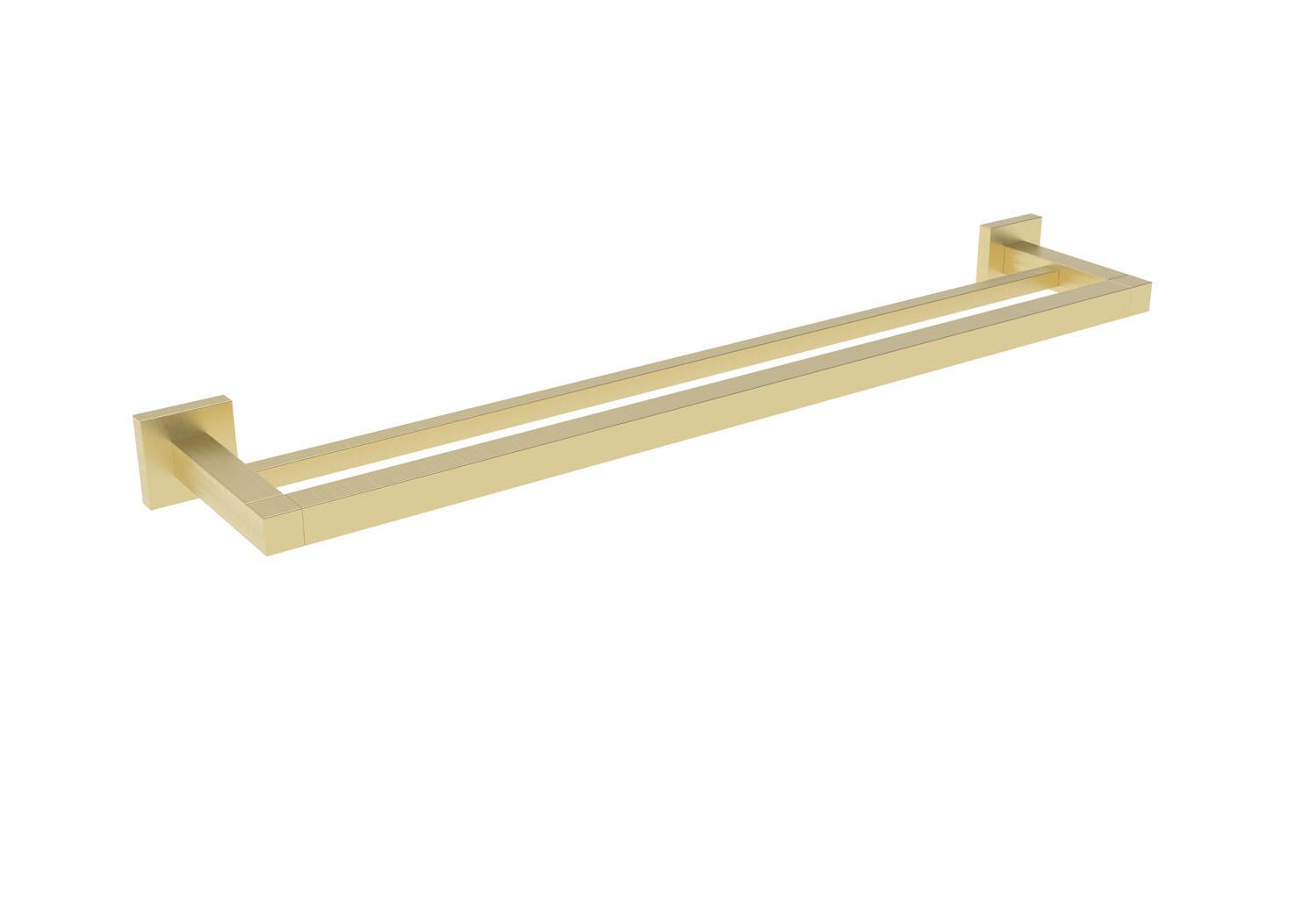 An image of Sydney Square 600Mm Double Towel Rail - Brushed Brass