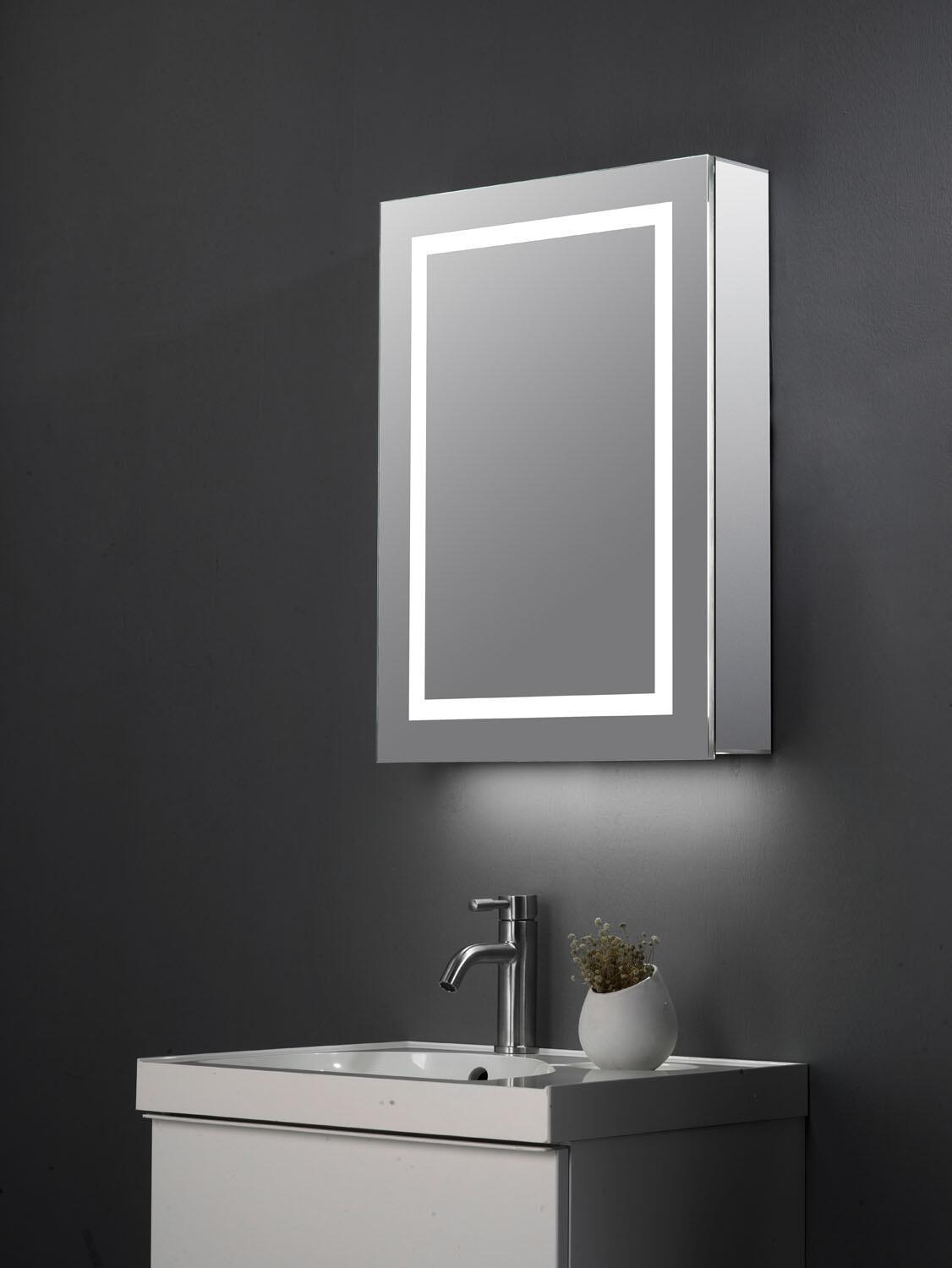 An image of Jemima Single Door Led Mirror Cabinet, Bluetooth & Shaver Socket - 500X700Mm