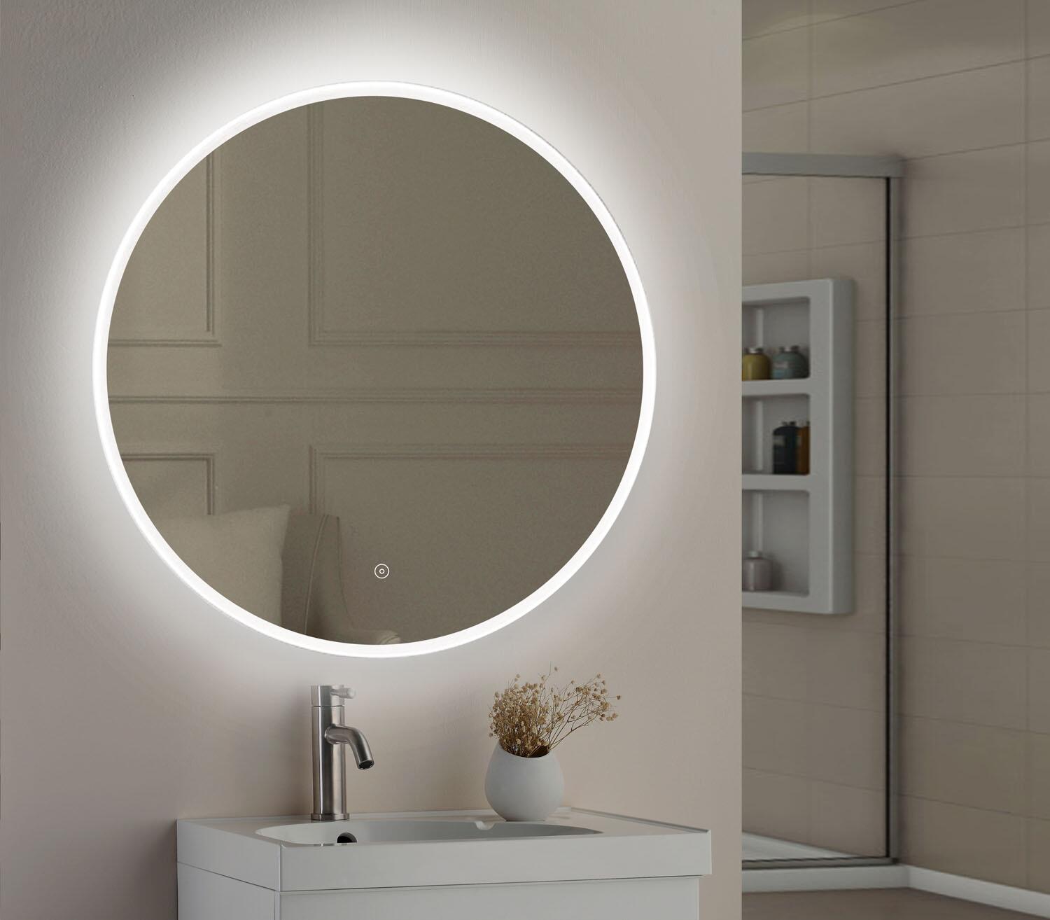 An image of Lily Slimline Led Round Touch Mirror W. Demist & Colour Change - 800Mm