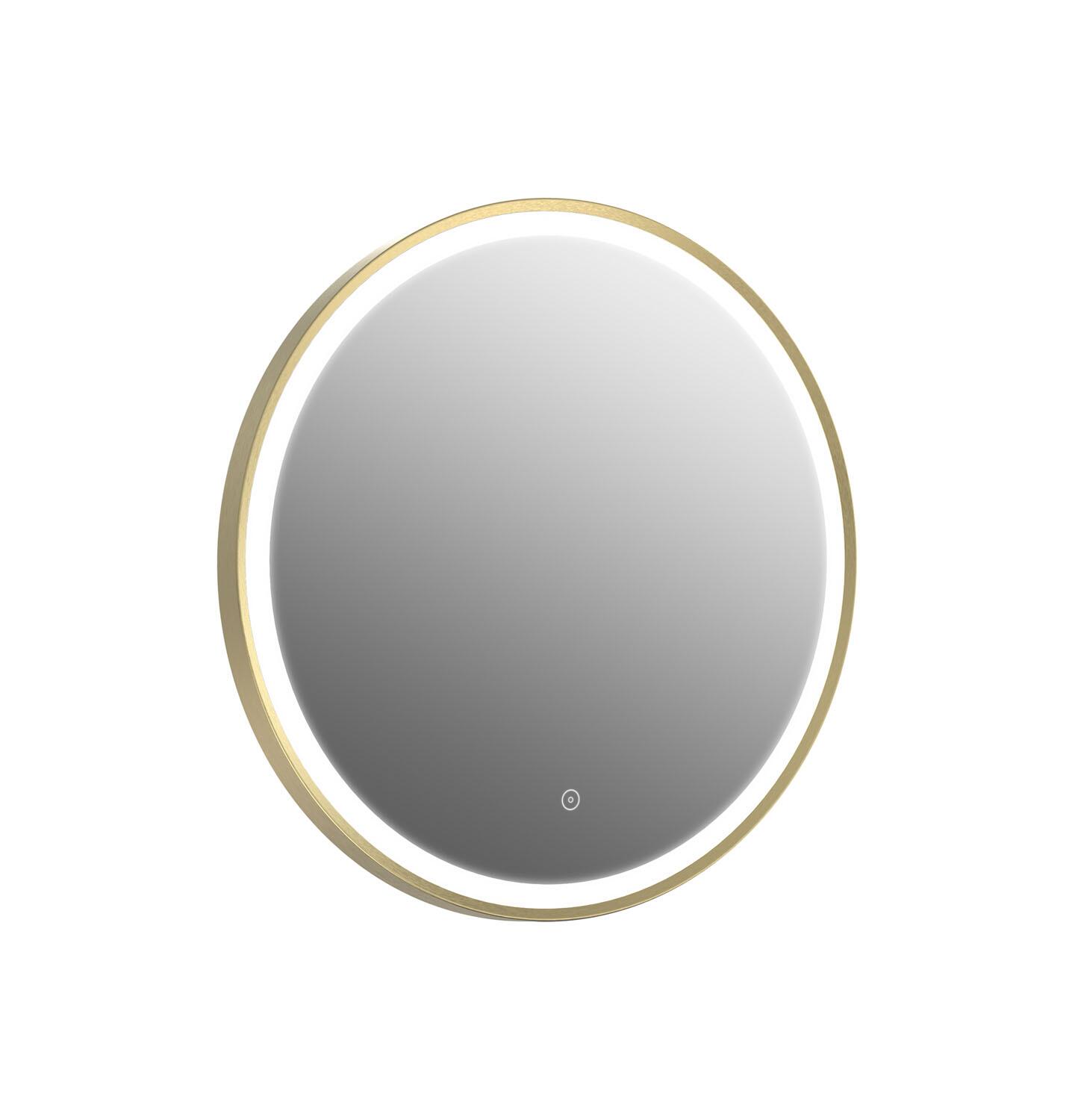 An image of Rosie Brushed Brass Led Round Touch Mirror W. Demist & Colour Change - 600Mm