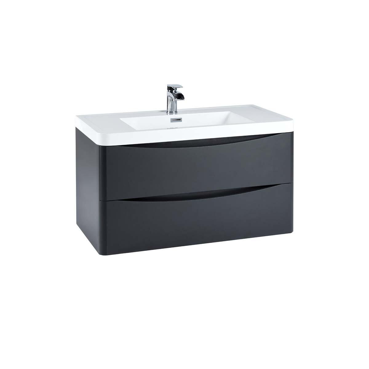 Scudo Bella 896mm wall hung vanity unit in matt grey melamine