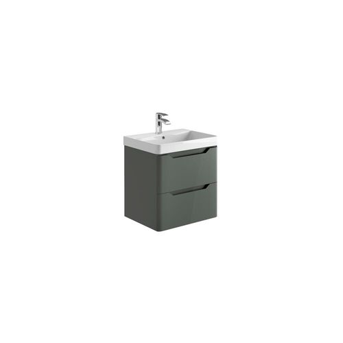 Scudo Ella anthracite melamine wall hung vanity unit, 570mm wide, contemporary design