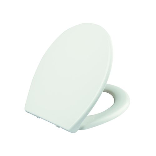 Scudo Duroplast white round toilet seat with soft close hinges and top fix mounting