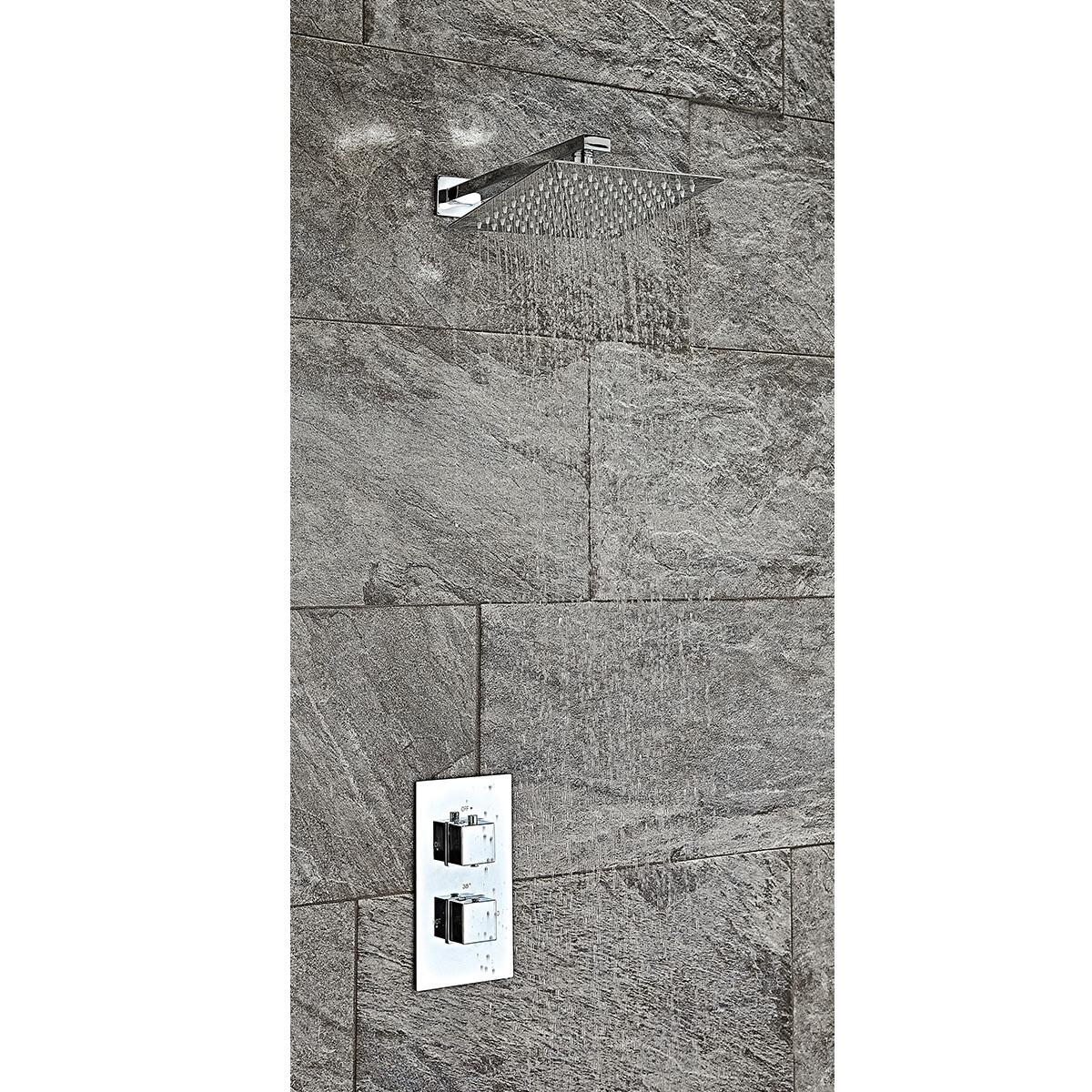 Scudo Square Wall Mounted Shower Arm, chrome steel finish