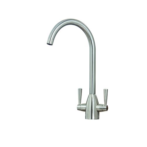 Scudo Marlo 1 tap hole kitchen tap, brushed nickel finish, lever handle, swivel spout
