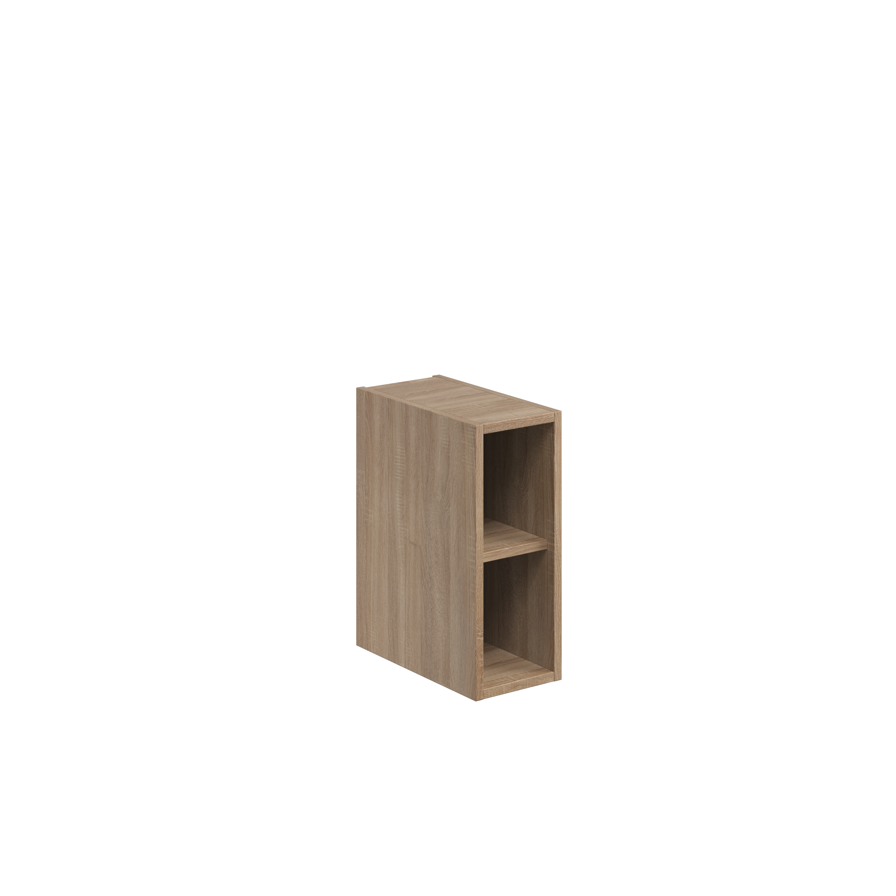 Scudo Alfie 200mm wall hung side storage unit in Sanoma Oak with fluted design