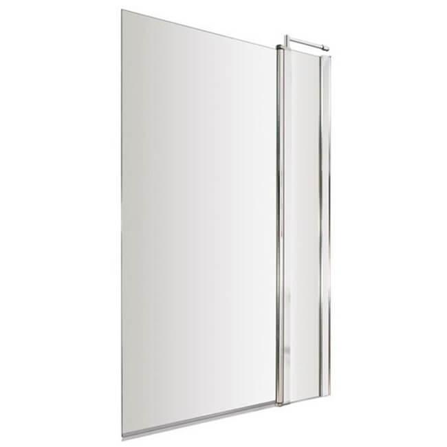 An image of Nuie Toughened Glass Chrome Square Bath Screen With Fixed Panel 1400 X 985Mm