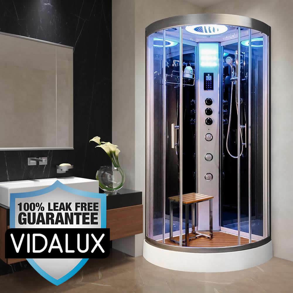 An image of Vidalux Hydro Plus 800Mm X 800Mm Mirrored Quadrant Hydro Shower Cubicle Self-Con...