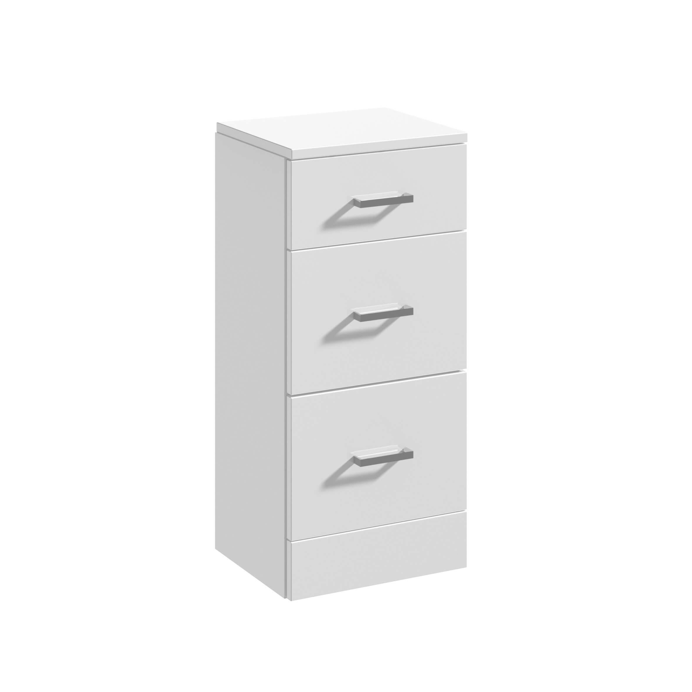 An image of Nuie Mayford Classic 768Mm Tall 3 Drawers White Bathroom Cabinet Unit Rigid Buil...