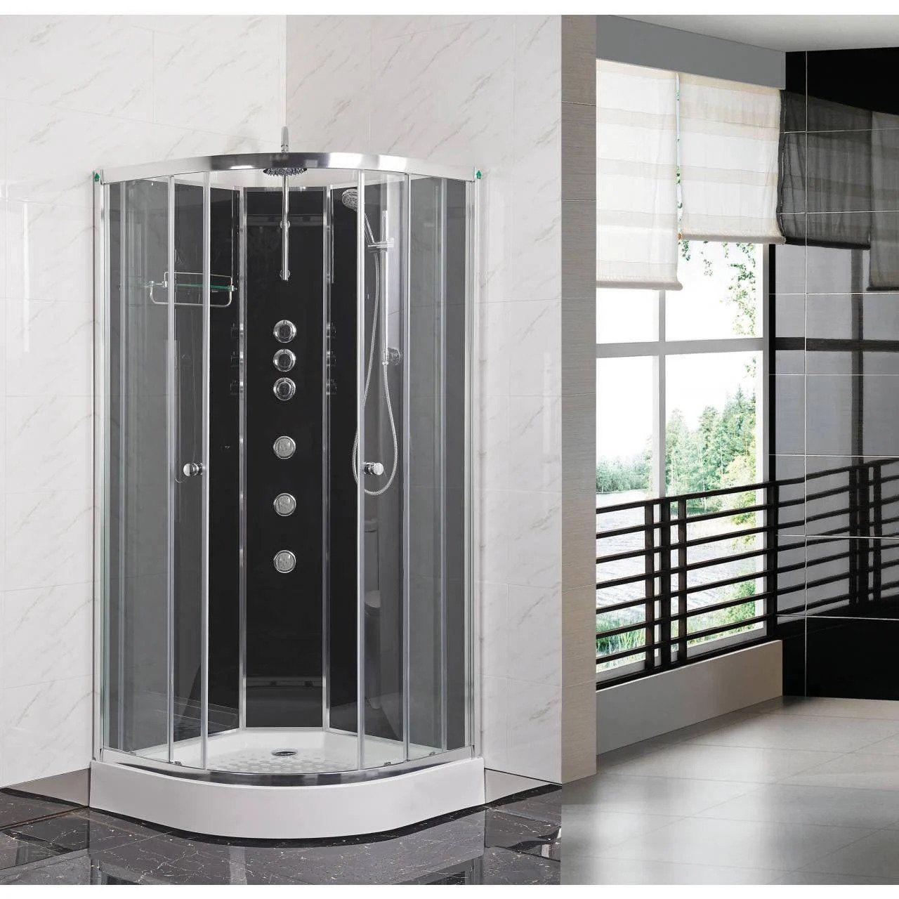 Opus iLock 800 Hydro Shower Cabin 800mm x 800mm Carbon Black Glass 20