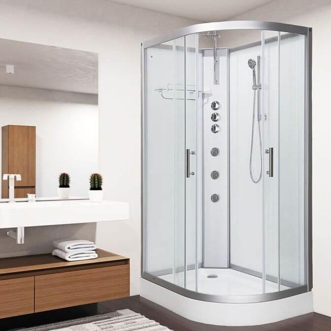 An image of Vidalux Pure 1200Mm X 800Mm White Left Offset Quadrant Hydro Shower Cubicle