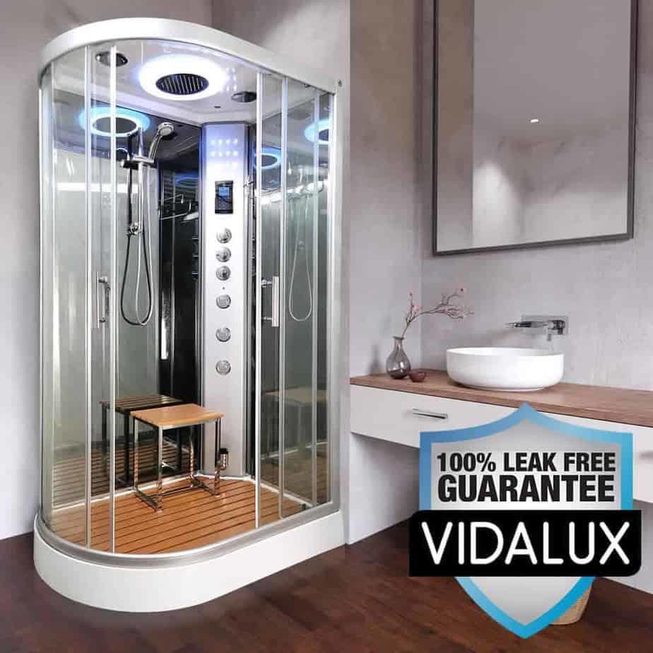 An image of Vidalux Right Clearwater Steam Shower 1200Mm X 800Mm Mirror Offset Quadrant Cubi...