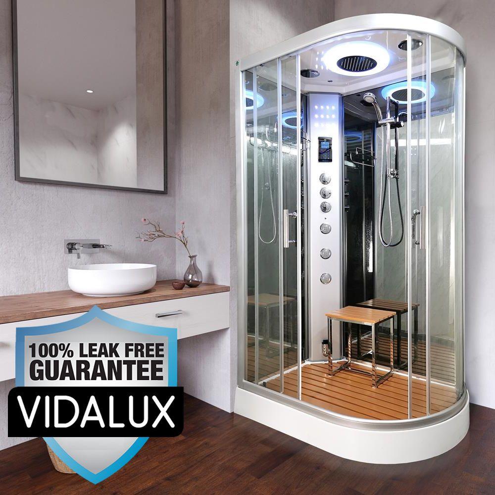 An image of Vidalux Left Clearwater Steam Shower 1200Mm X 800Mm Mirror Offset Quadrant Cubic...