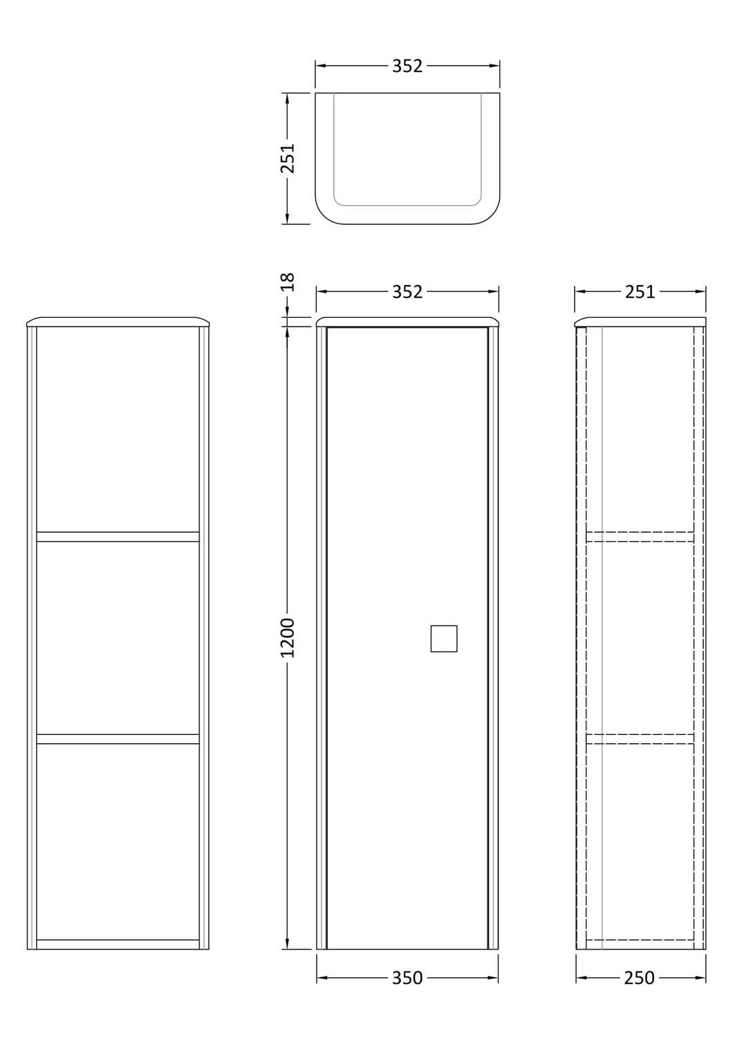 Hudson Reed Sarenna Mineral Blue Tall Wall Hung Unit Bathroom Furniture