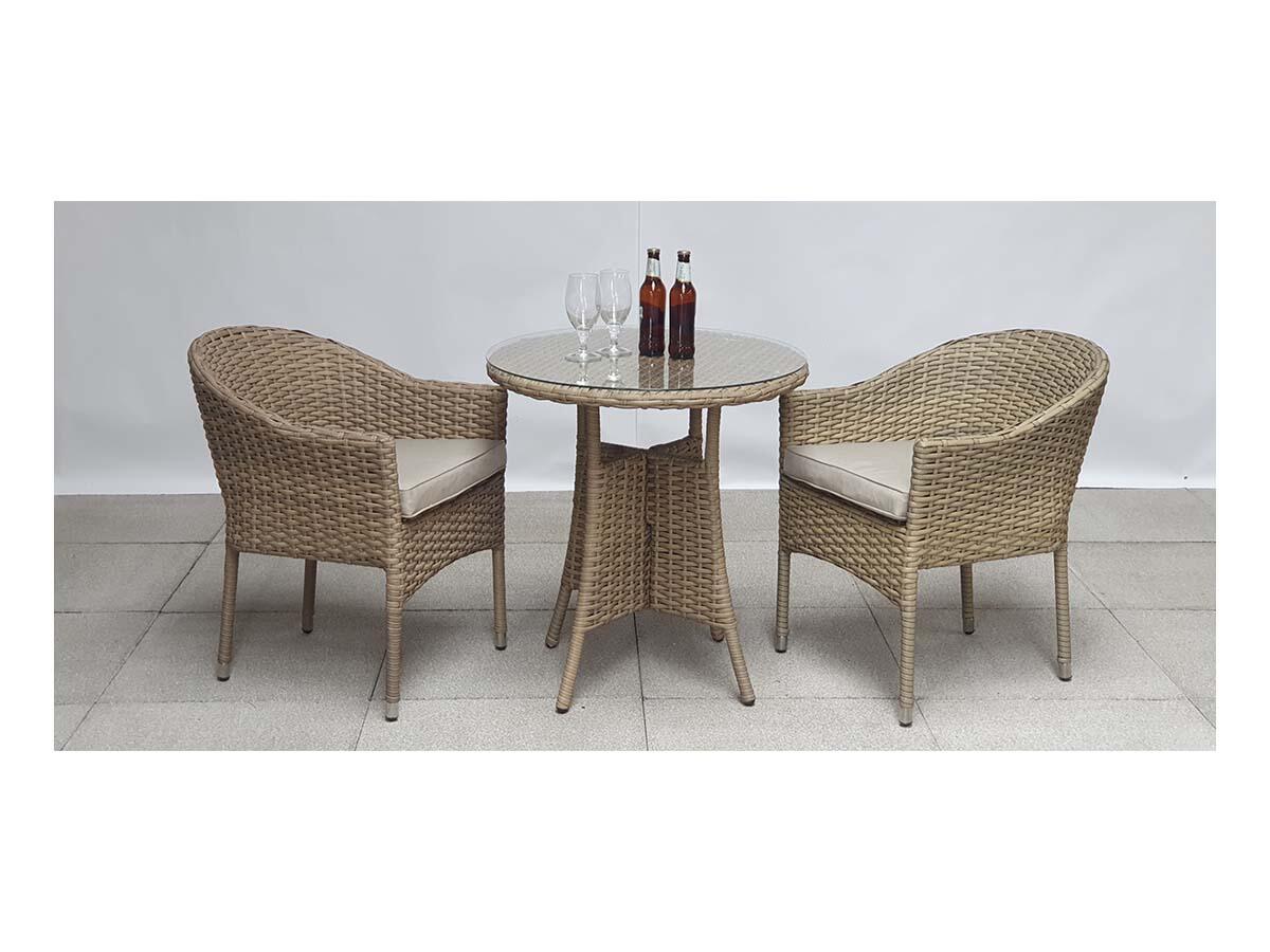 An image of Signature Weave Darcey 2 Seat Bistro Set With Stacking Chairs Garden Furniture