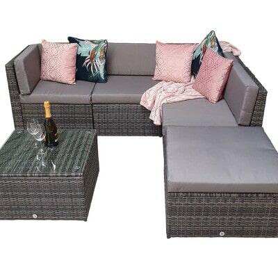 An image of Signature Weave Stella Corner Sofa In Grey Garden Furniture